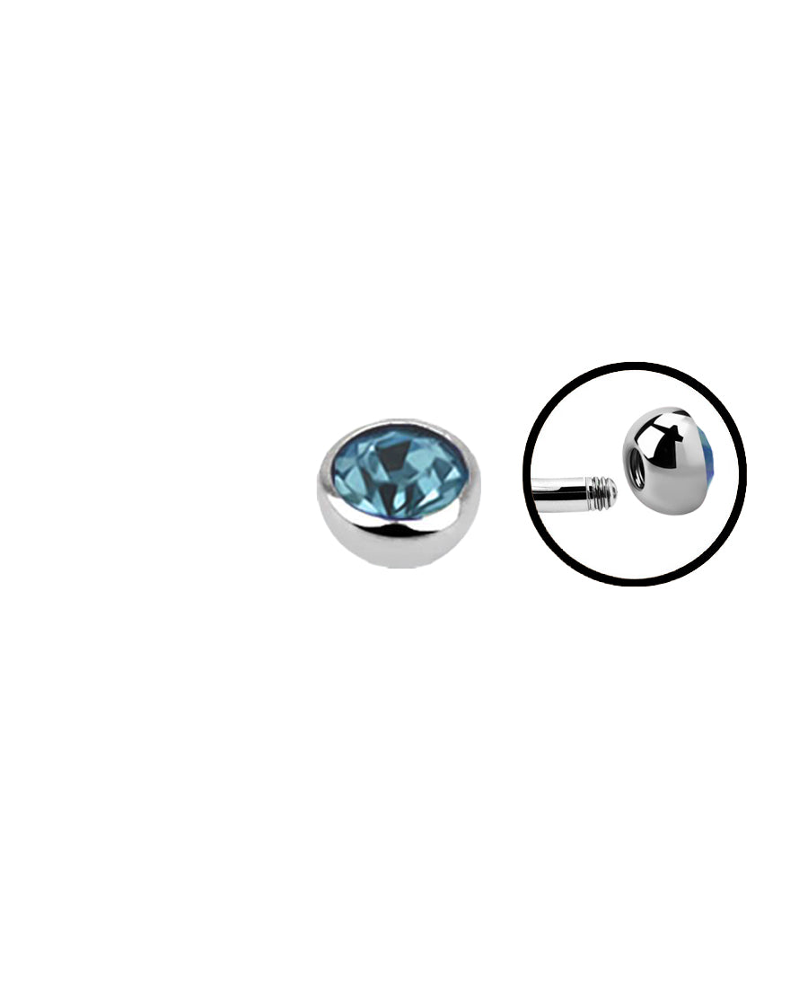 16g - Aqua Blue - 3mm Gem - Half Ball End