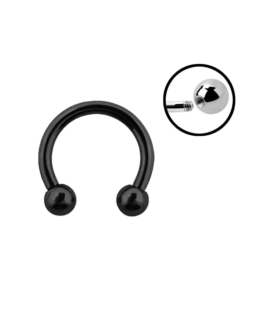 Black - 16g - Horseshoe Ring