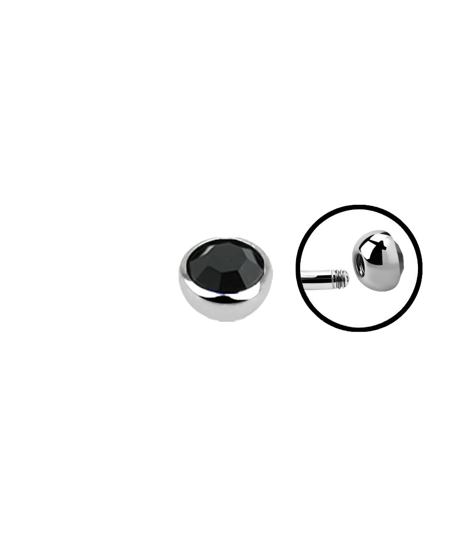 16g - Black - 3mm Gem - Half Ball End