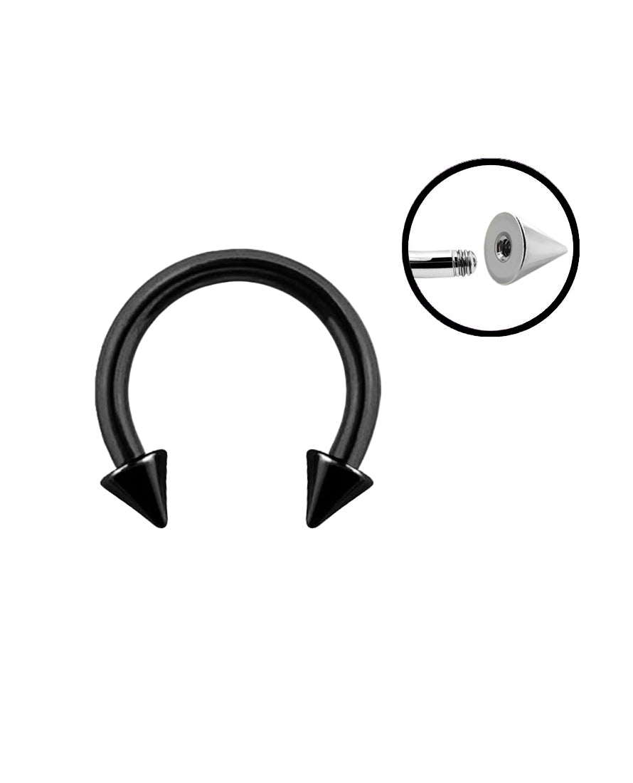 Black Spike - 16g - Horseshoe Ring