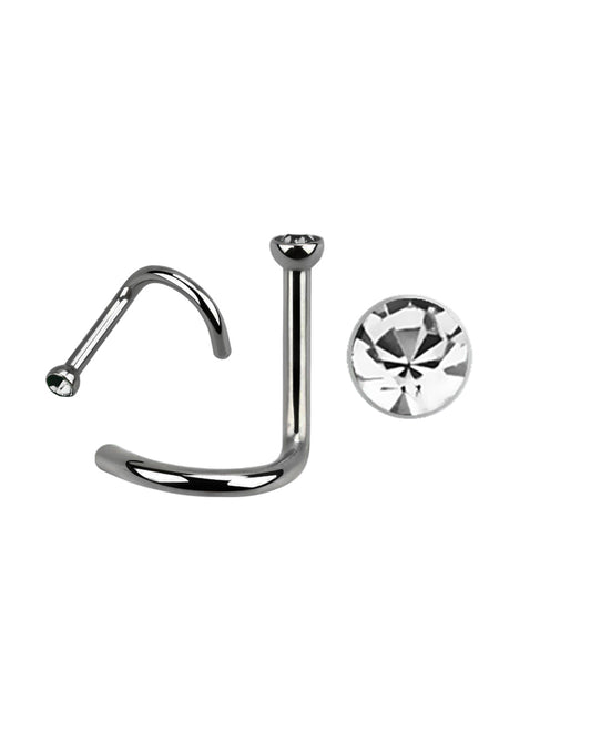 Clear Gem/Titanium - 18g - Nose Twist