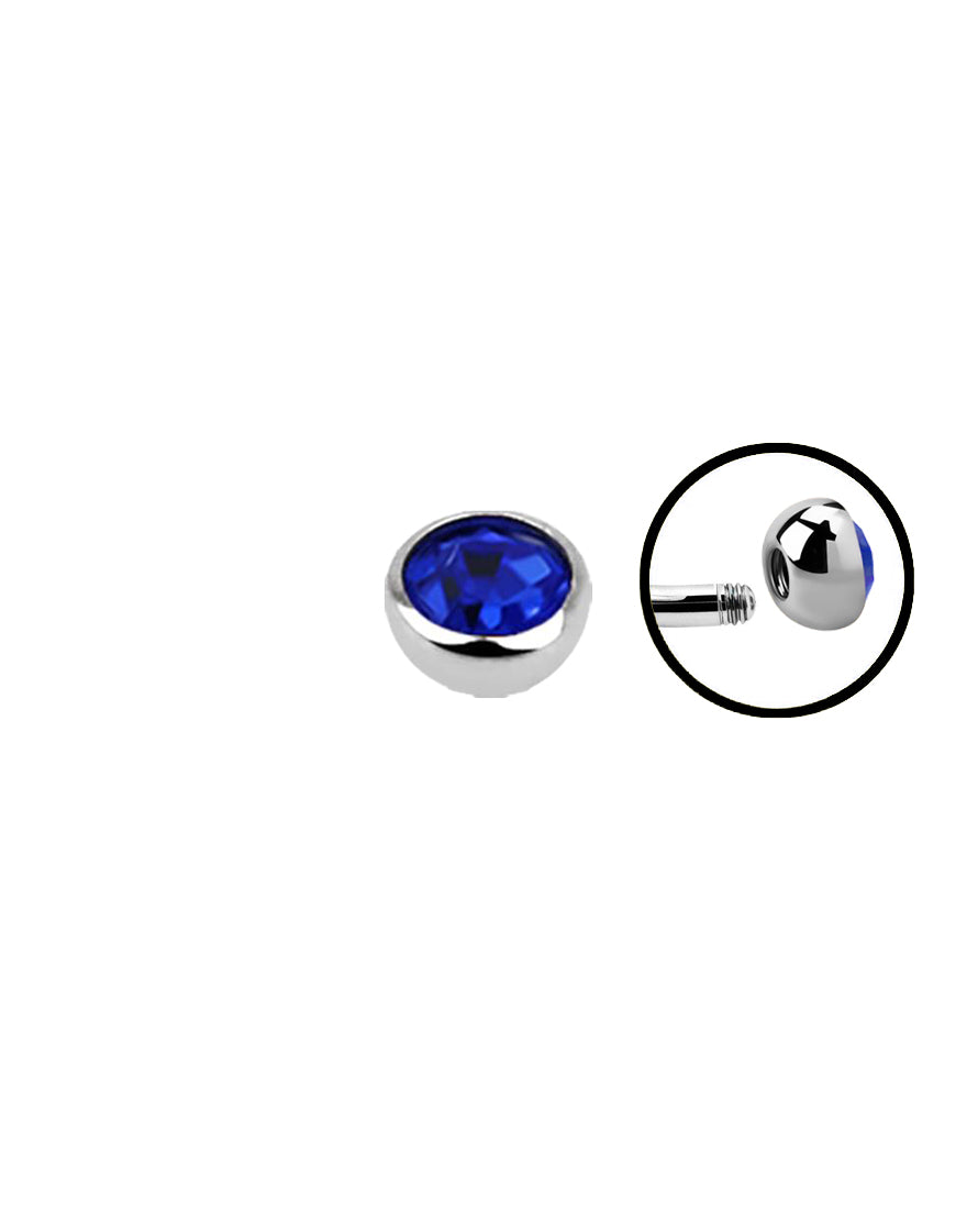 16g - Dark Blue - 3mm Gem - Half Ball End