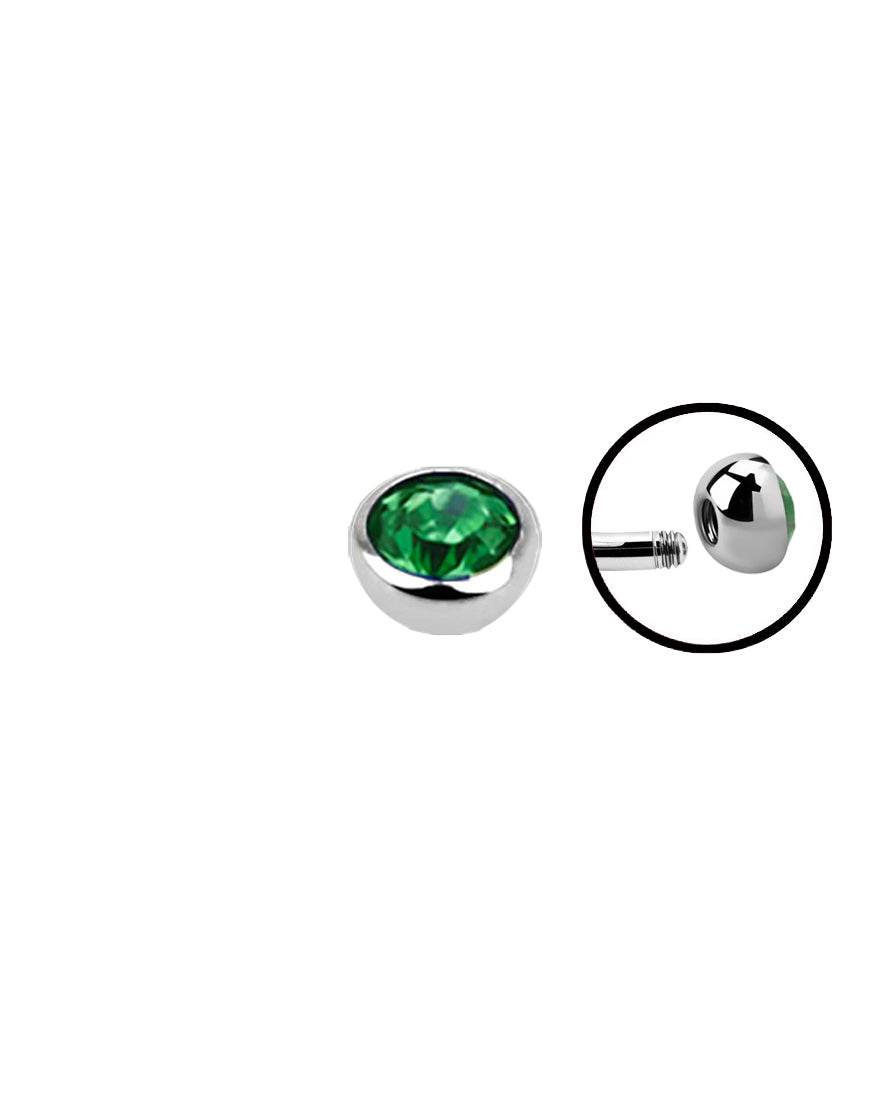 16g - Dark Green - 3mm Gem - Half Ball End