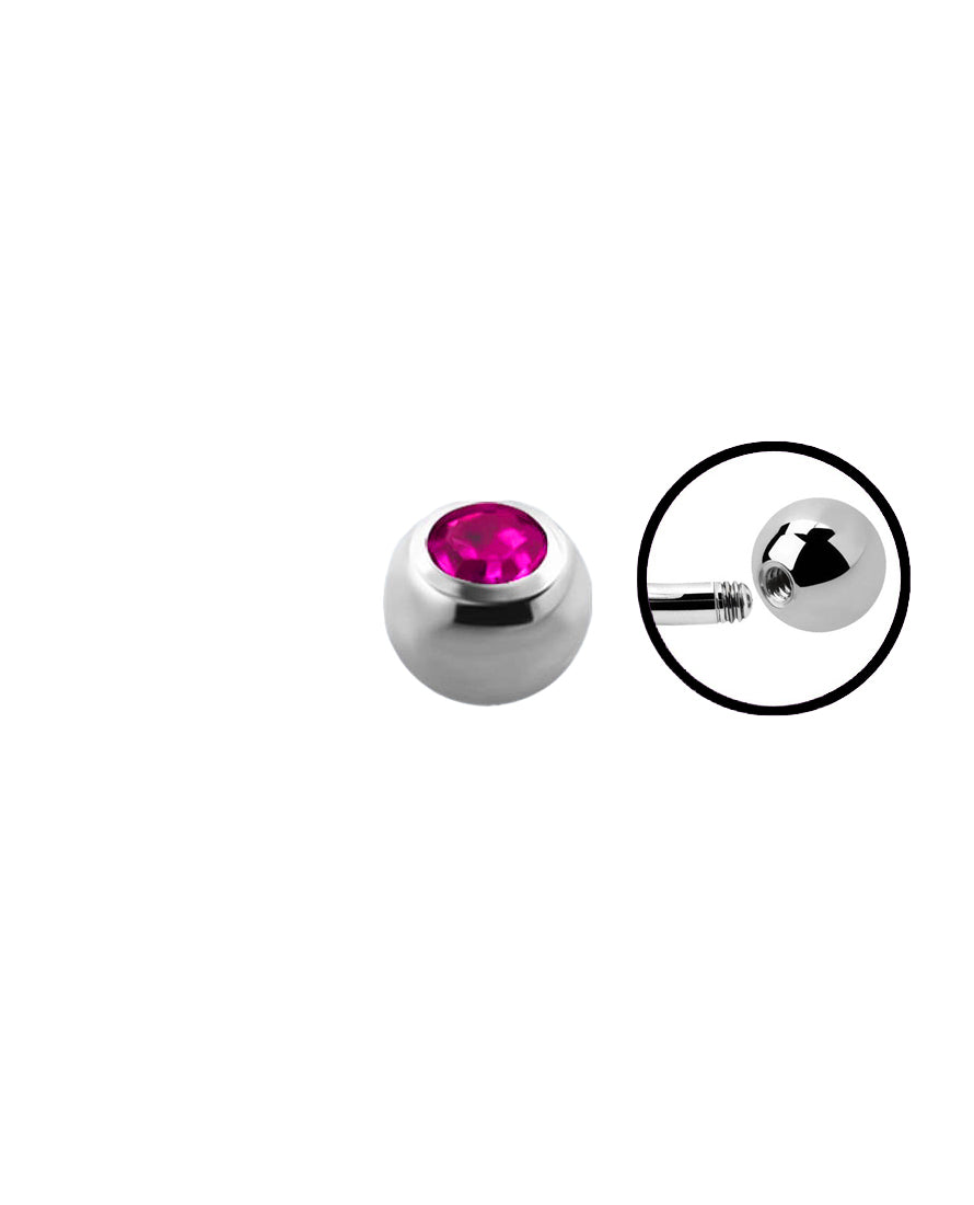 14g - Dark Pink - Gem Ball End