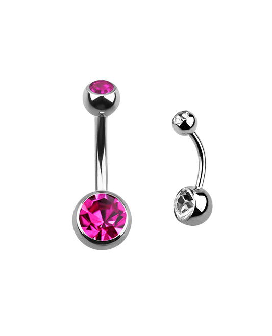 Dark Pink Gem - 14g - Navel Barbell
