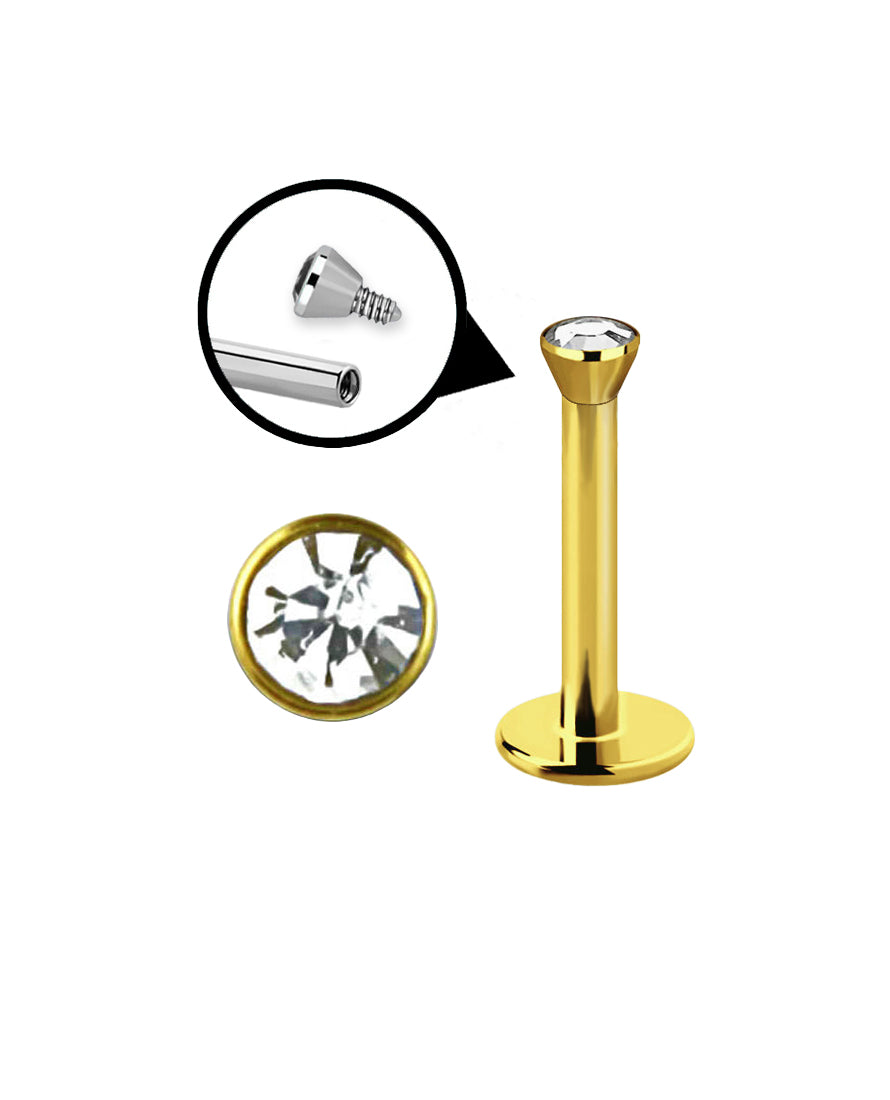 Gold - Clear Flat/Gem - 16g - Flat Back