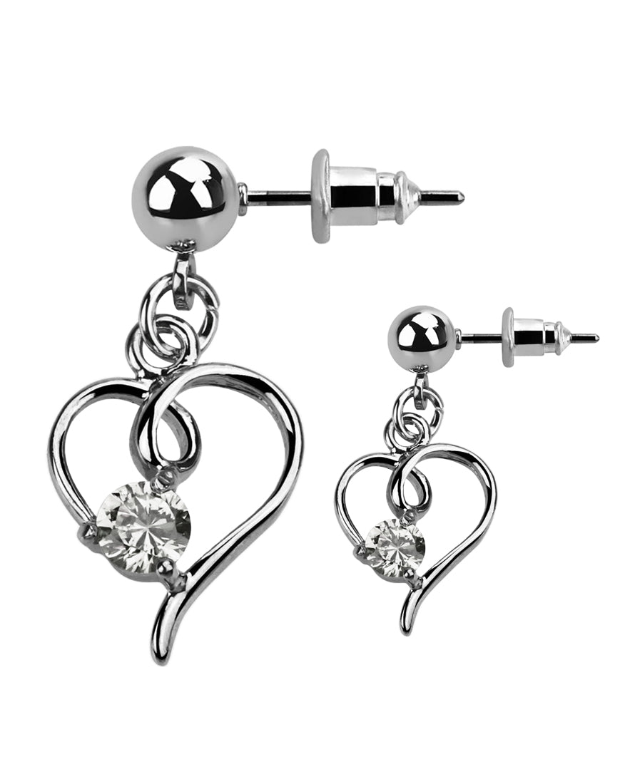 Clear Gem Heart - Dangly