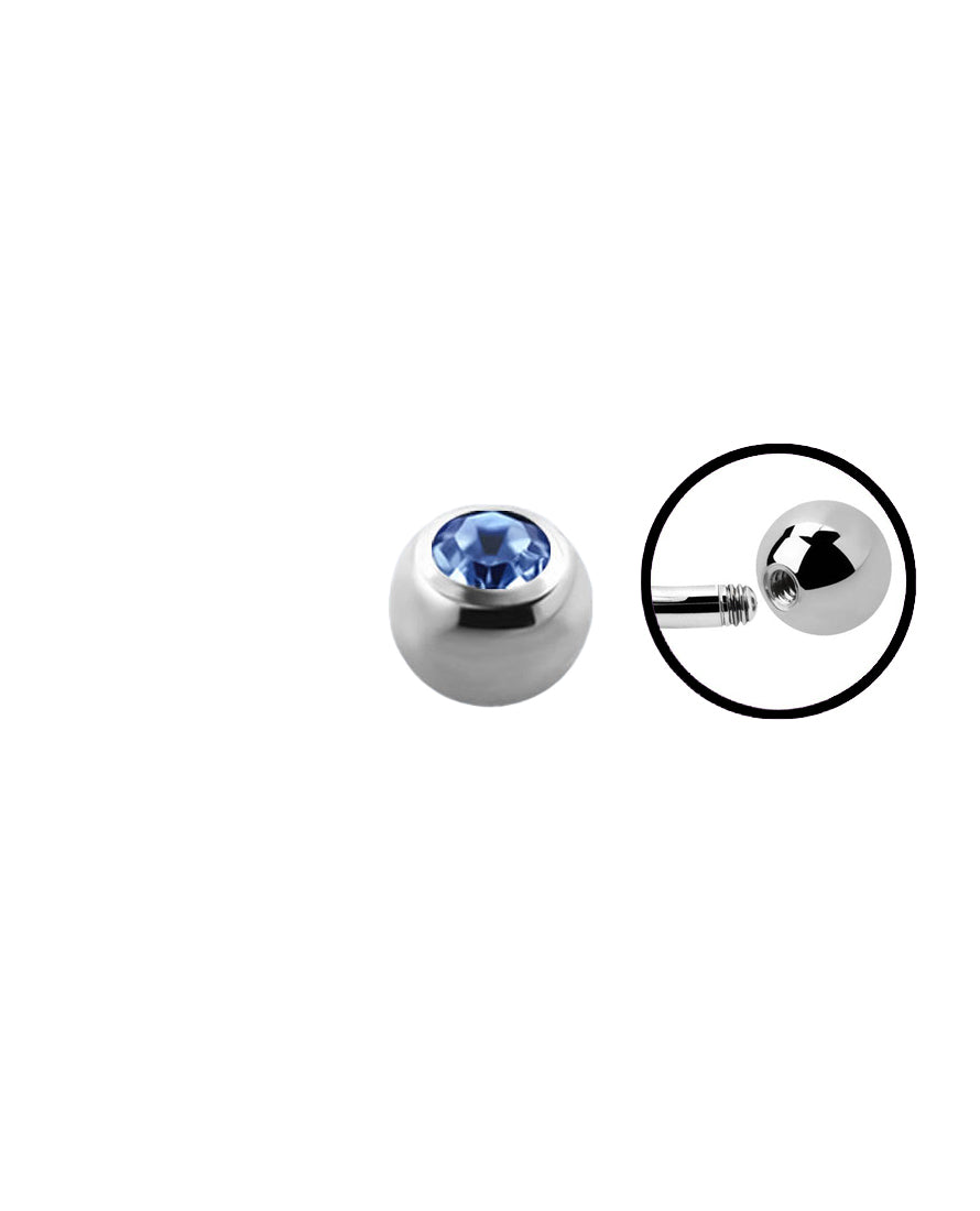 14g - Light Blue - Gem Ball End