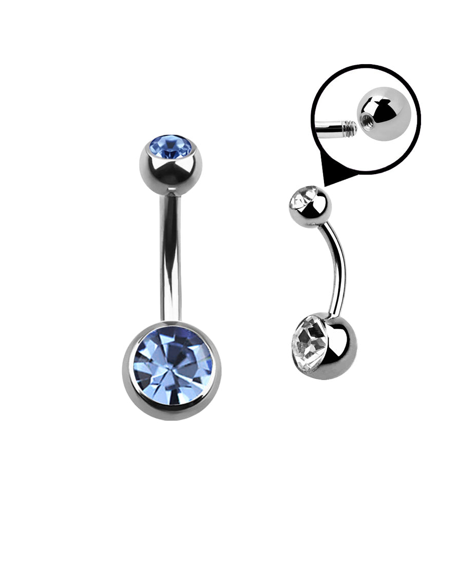 Light Blue Gem - 14g - Navel Barbell