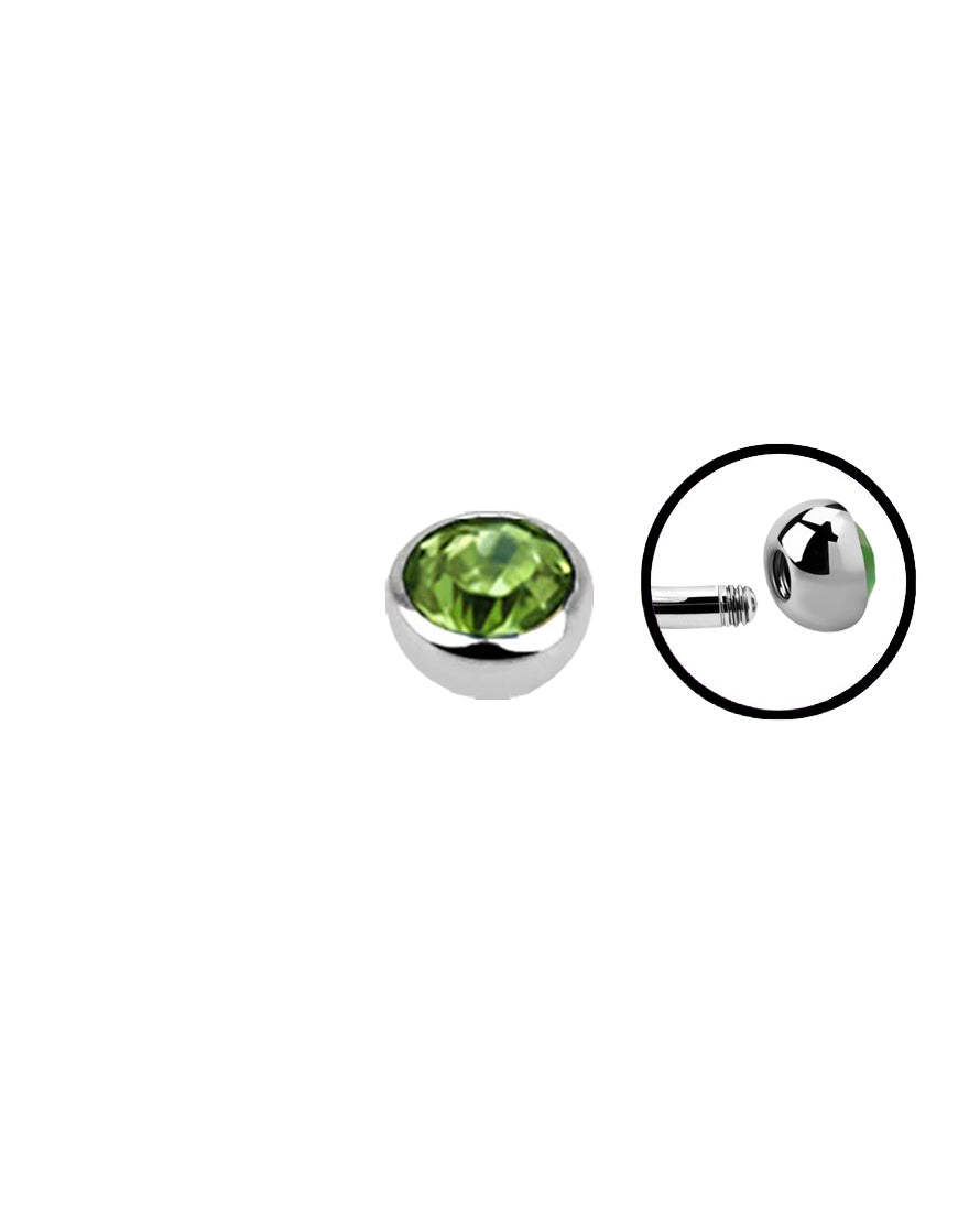 16g - Light Green - 3mm Gem - Half Ball End