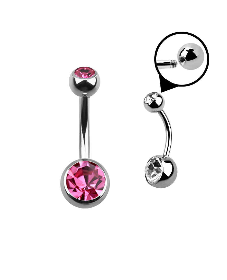 Light Pink Gem - 14g - Navel Barbell