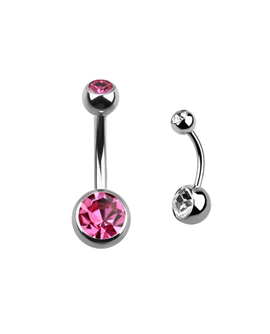 Light Pink Gem - 14g - Navel Barbell