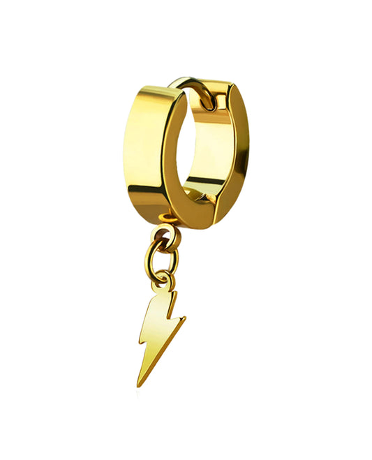 Lightning Bolt - Dangly - 16g - Gold - 4mm Huggie