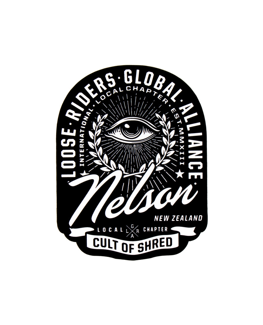 Loose Riders Nelson Tombstone (Black) Sticker – Gizmos Richmond