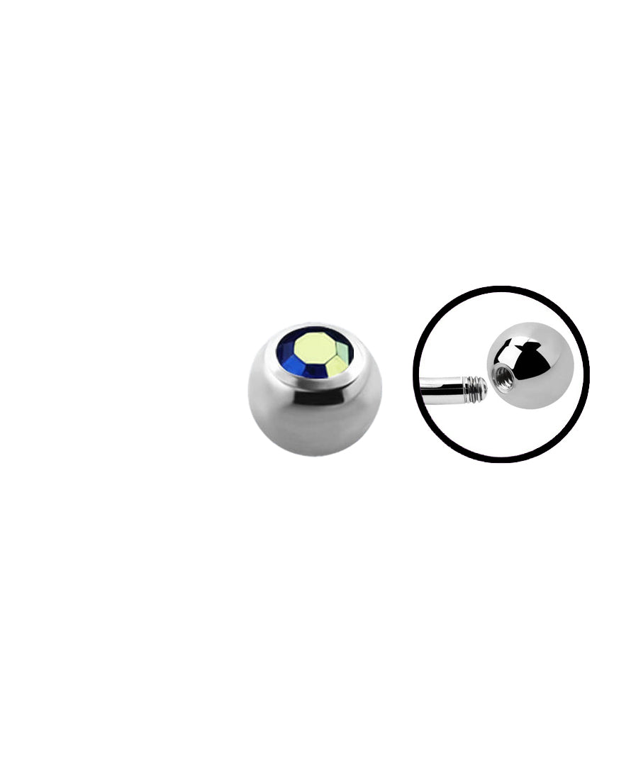 14g - Multi Blue - Gem Ball End