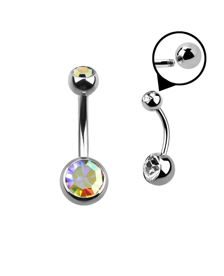 Multi Clear Gem - 14g - Navel Barbell