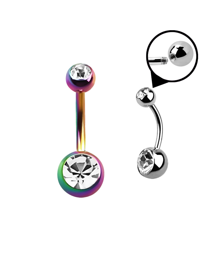 Clear Gem/Multi - 14g - Navel Barbell