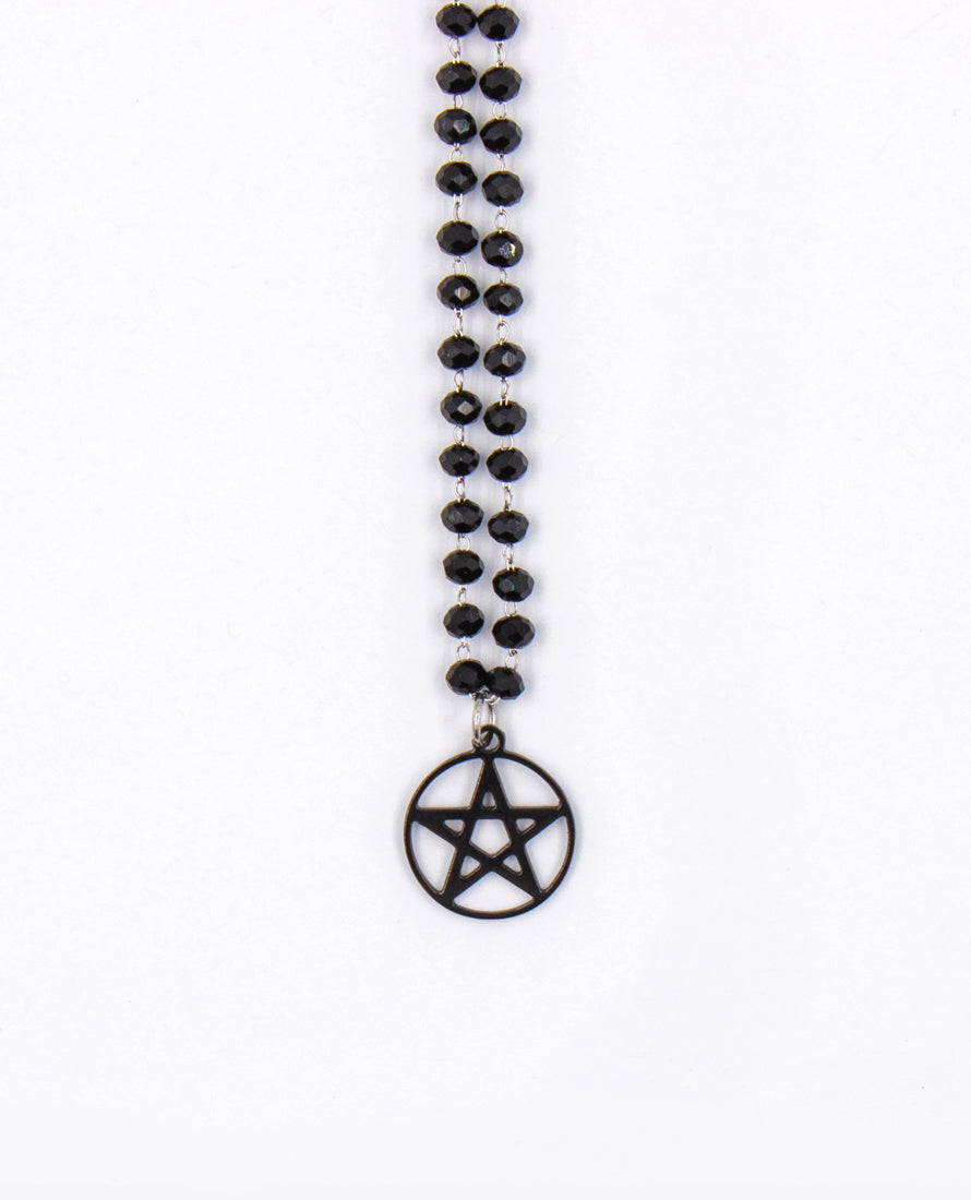 Black Crystals Pentagram - Necklace