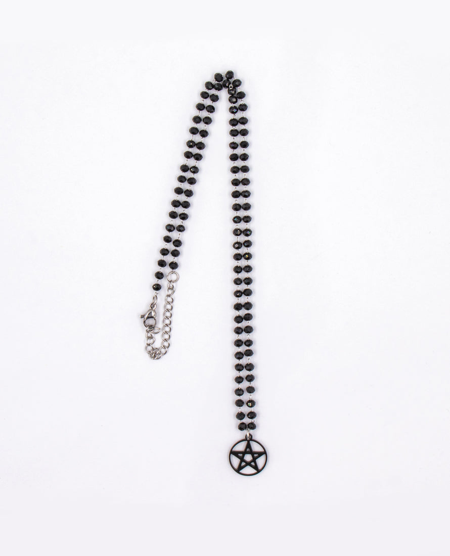 Black Crystals Pentagram - Necklace