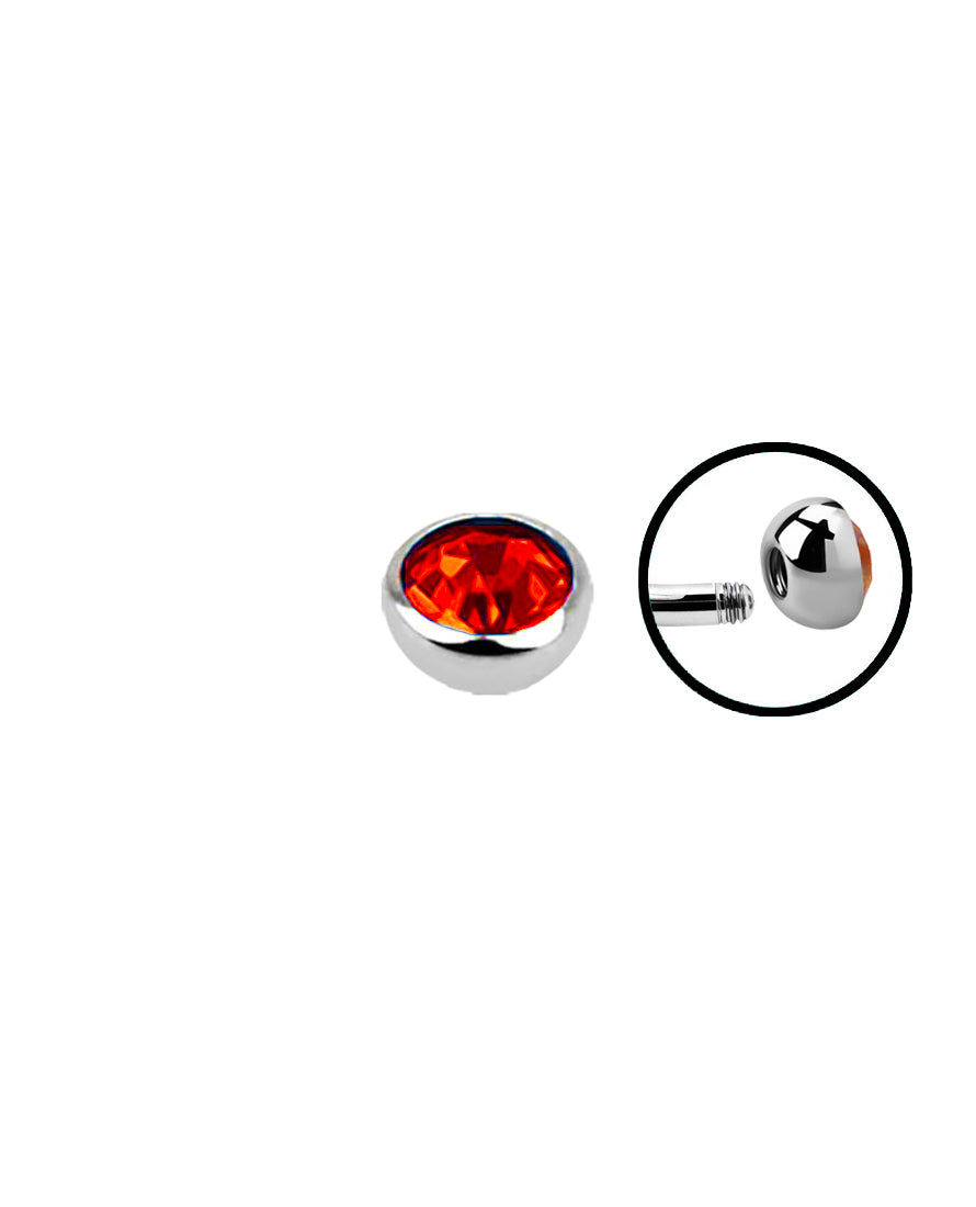 16g - Orange/Red - 3mm Gem - Half Ball End