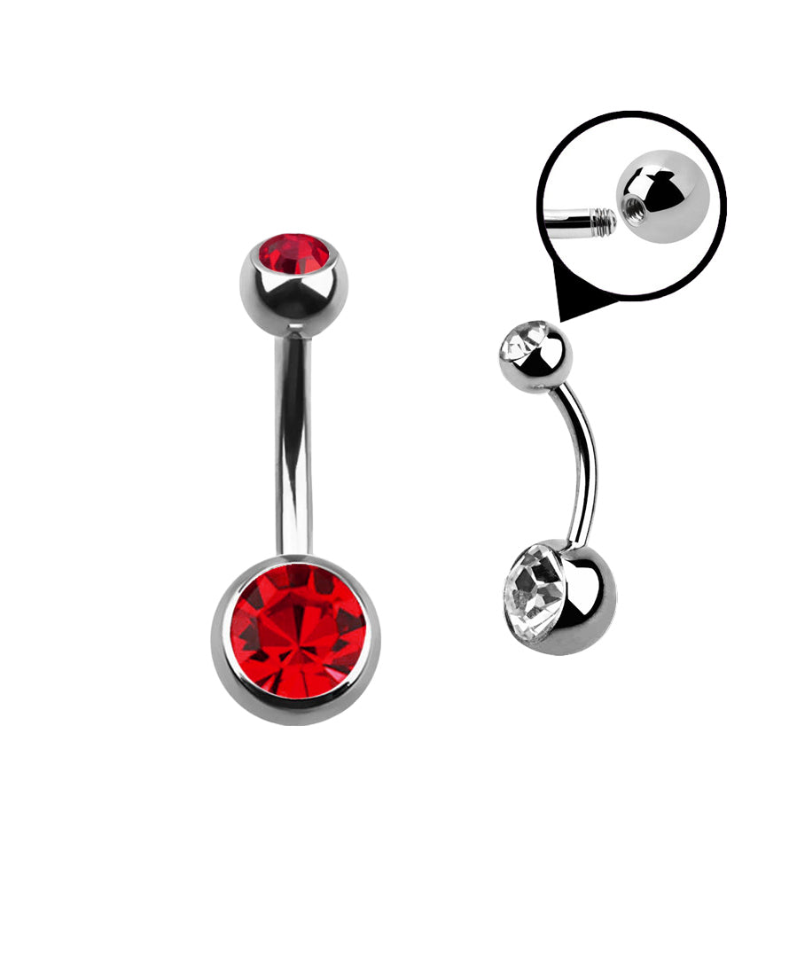 Red Gem - 14g - Navel Barbell