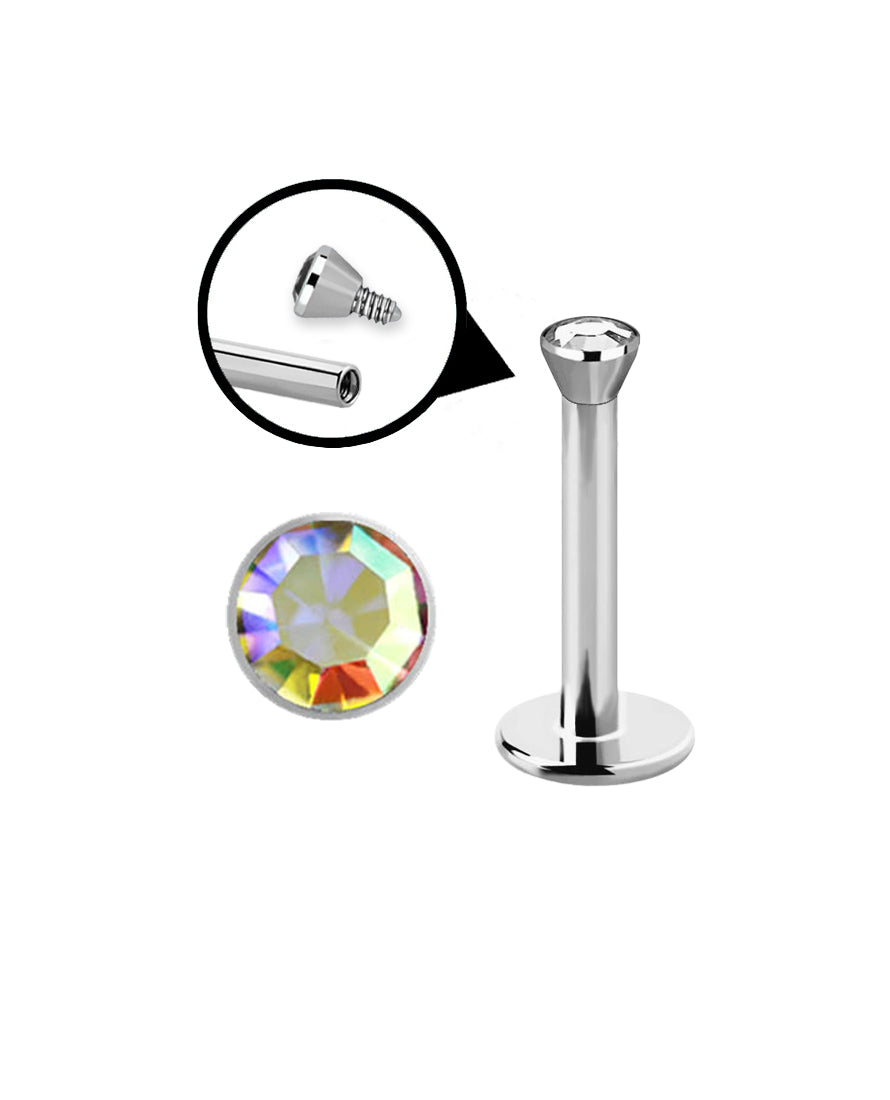 Multi Clear Flat/Gem - 16g - Flat Back