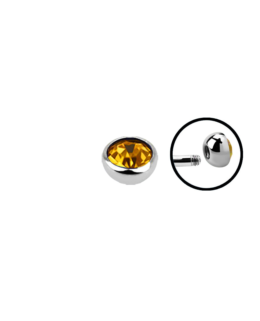 16g - Yellow - 3mm Gem - Half Ball End