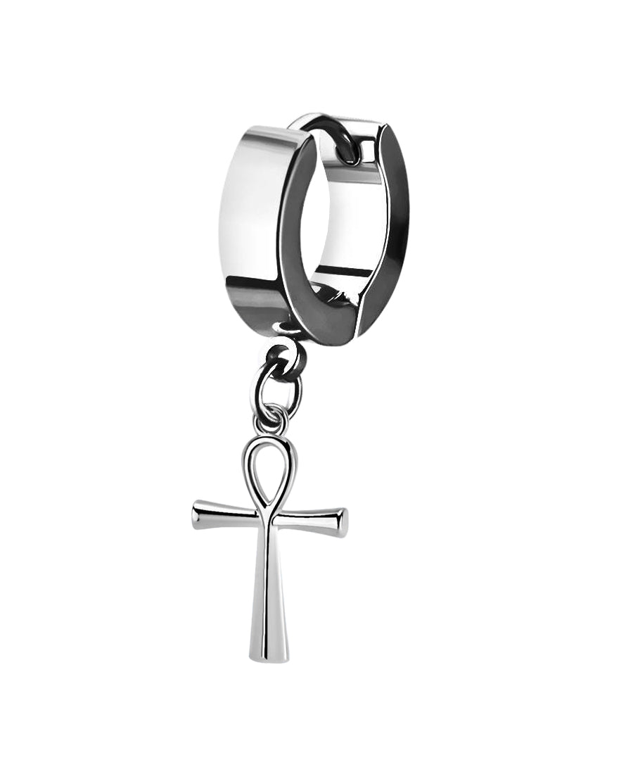 Ankh Cross - Dangly - 16g - Steel - 4mm Huggie