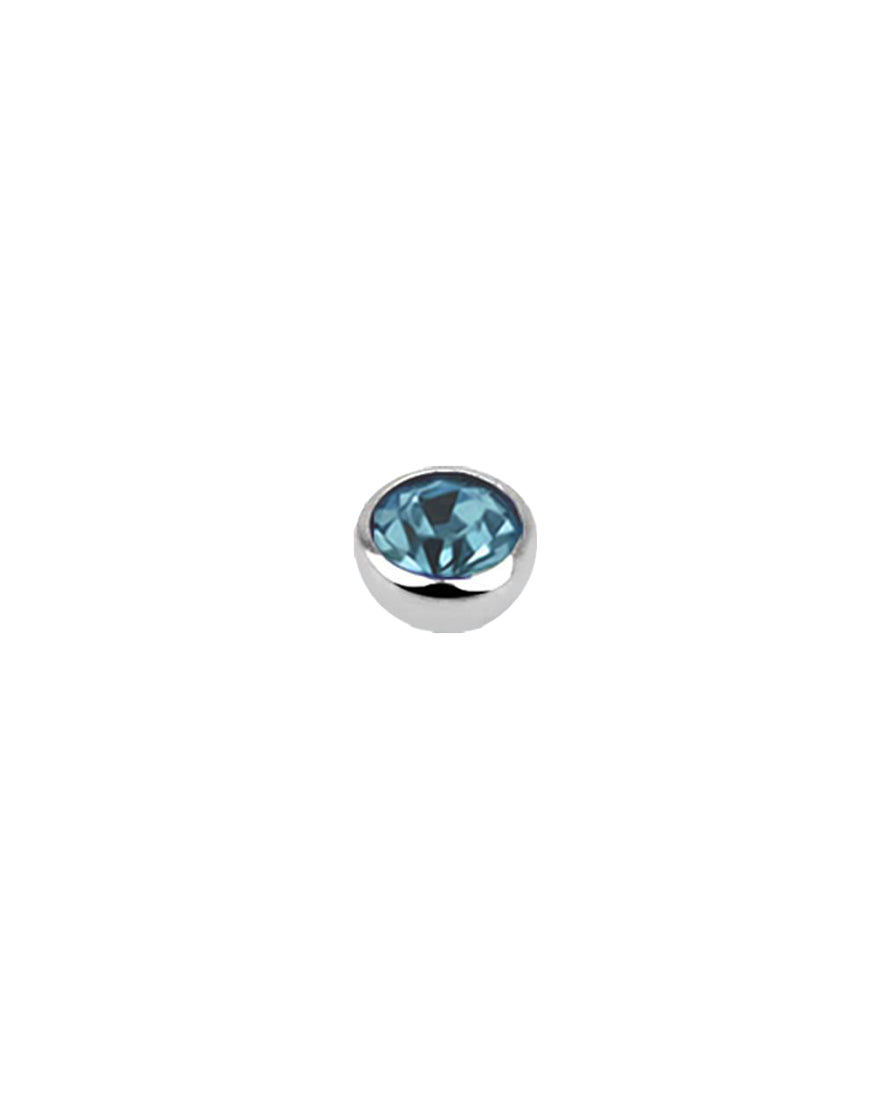 16g - Aqua Blue - 3mm Gem - Half Ball End