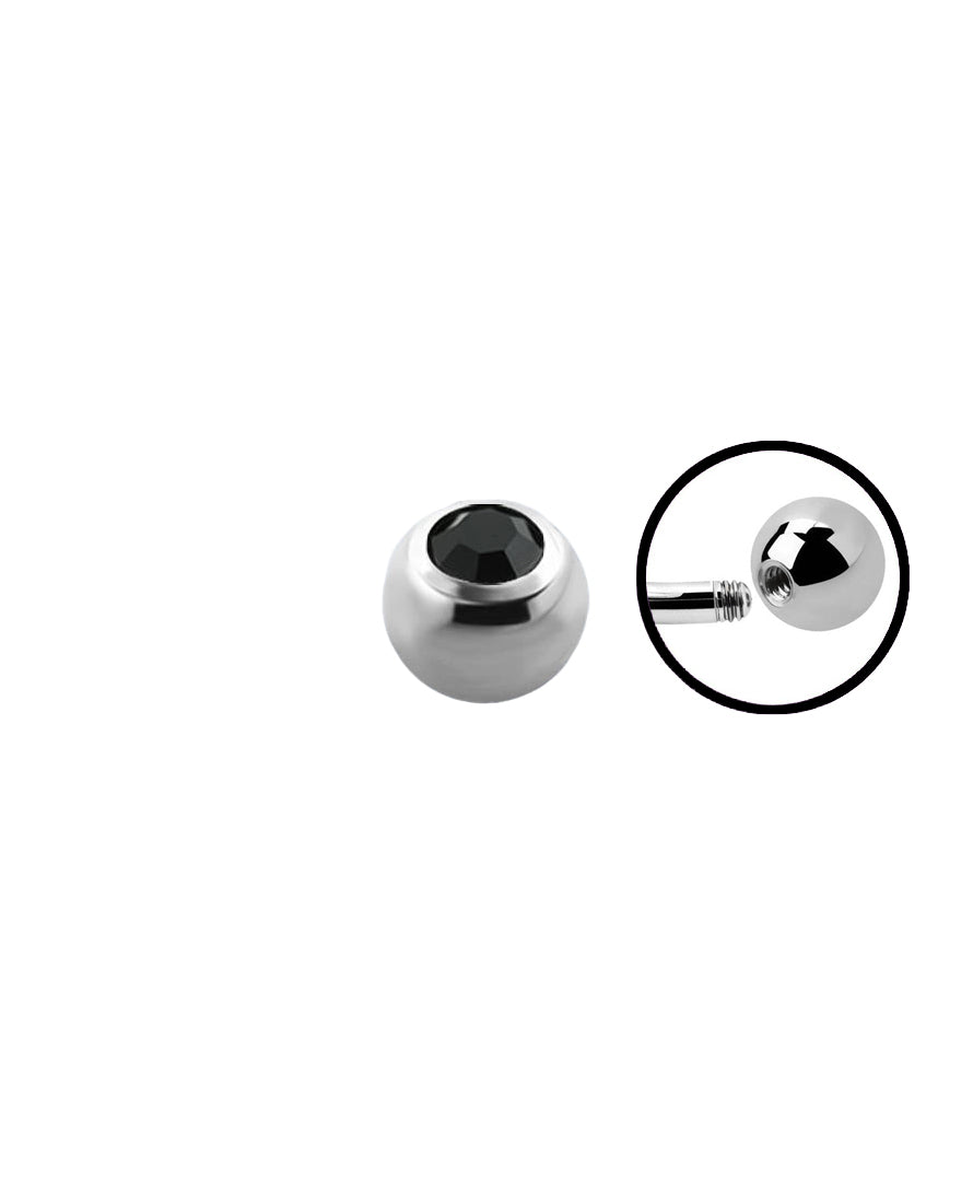 14g - Black - Gem Ball End