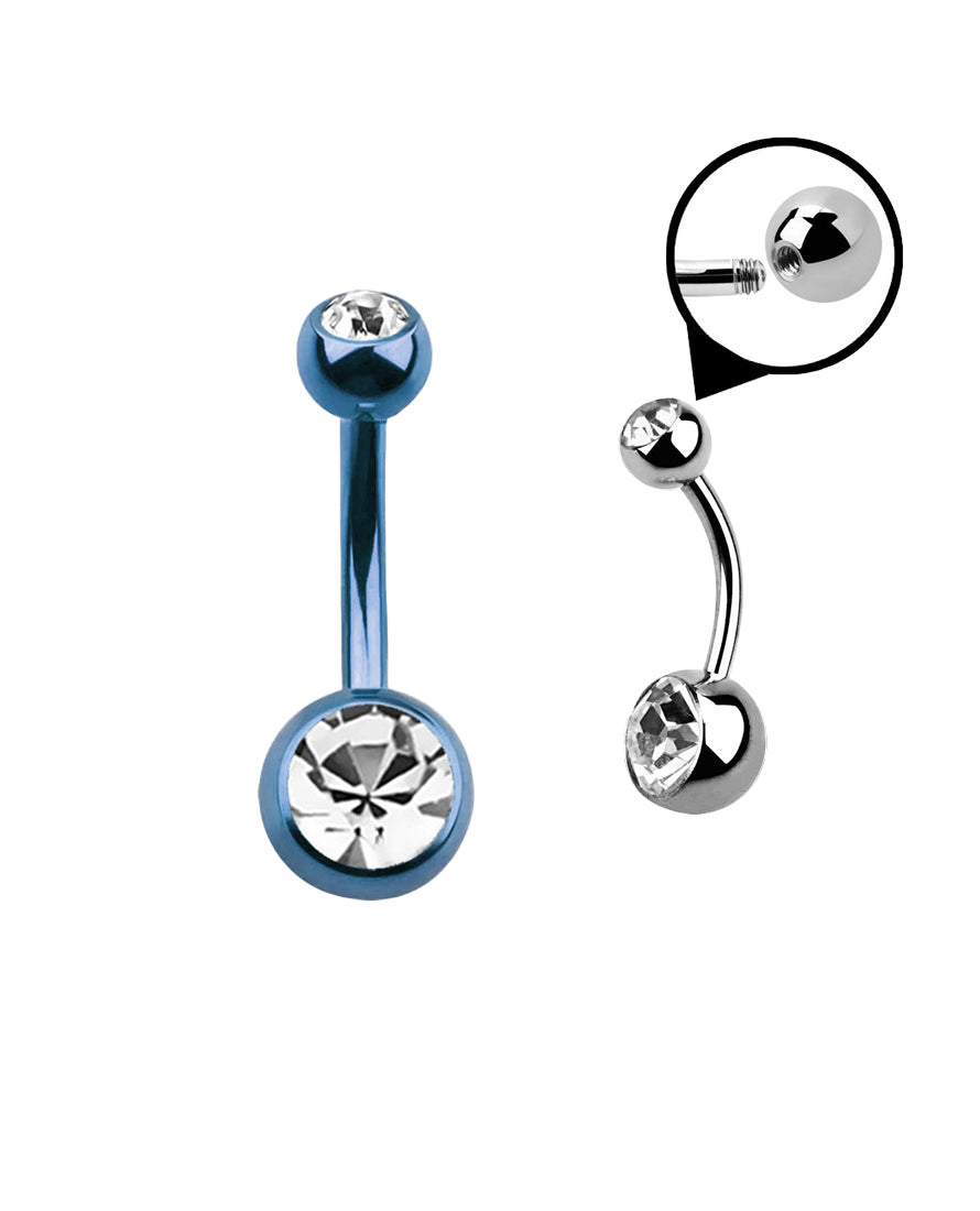 Clear Gem/Blue - 14g - Navel Barbell