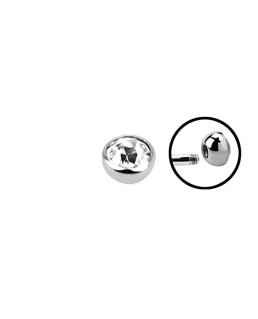 16g - Clear - 3mm Gem - Half Ball End