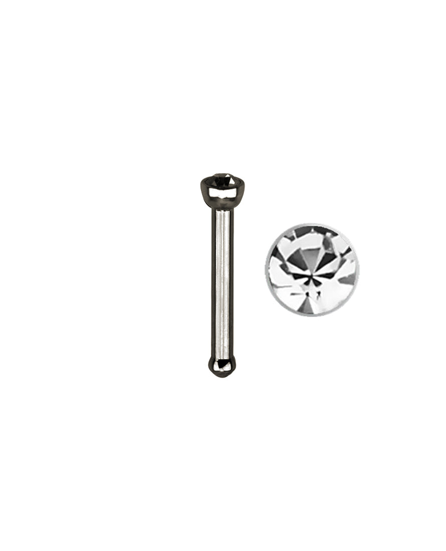 Clear Gem/Titanium - 18g - Nose Bone