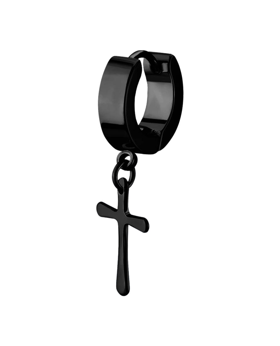 Cross - Dangly - 16g - Black - 4mm Huggie