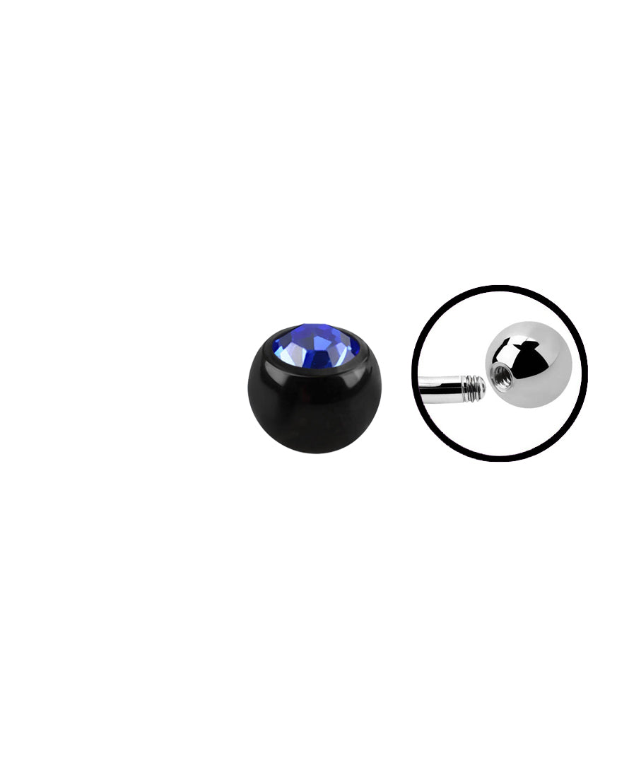 14g - Dark Blue Gem/Black Ball End