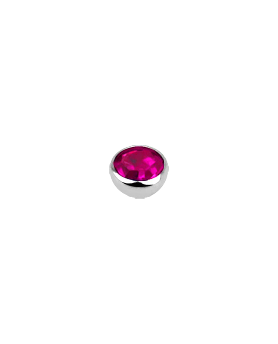 16g - Dark Pink- 3mm Gem - Half Ball End