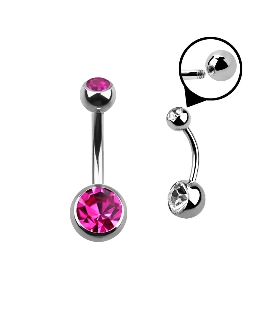 Dark Pink Gem - 14g - Navel Barbell