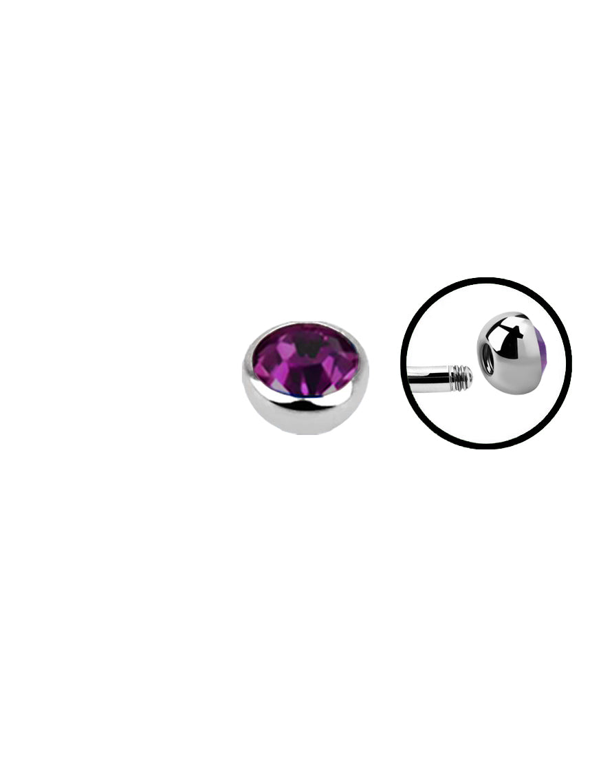16g - Dark Purple - 3mm Gem - Half Ball End