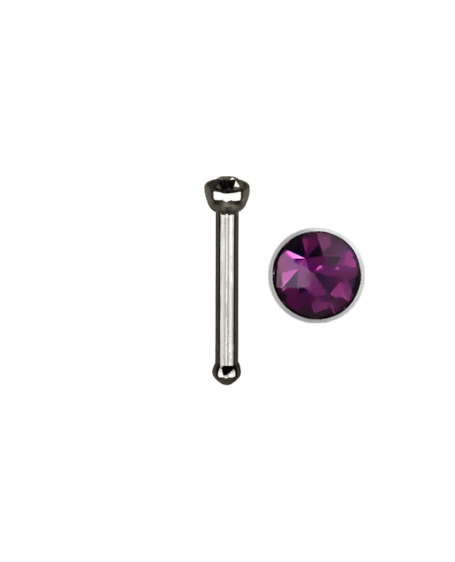 Dark Purple Gem/Titanium - 18g - Nose Bone