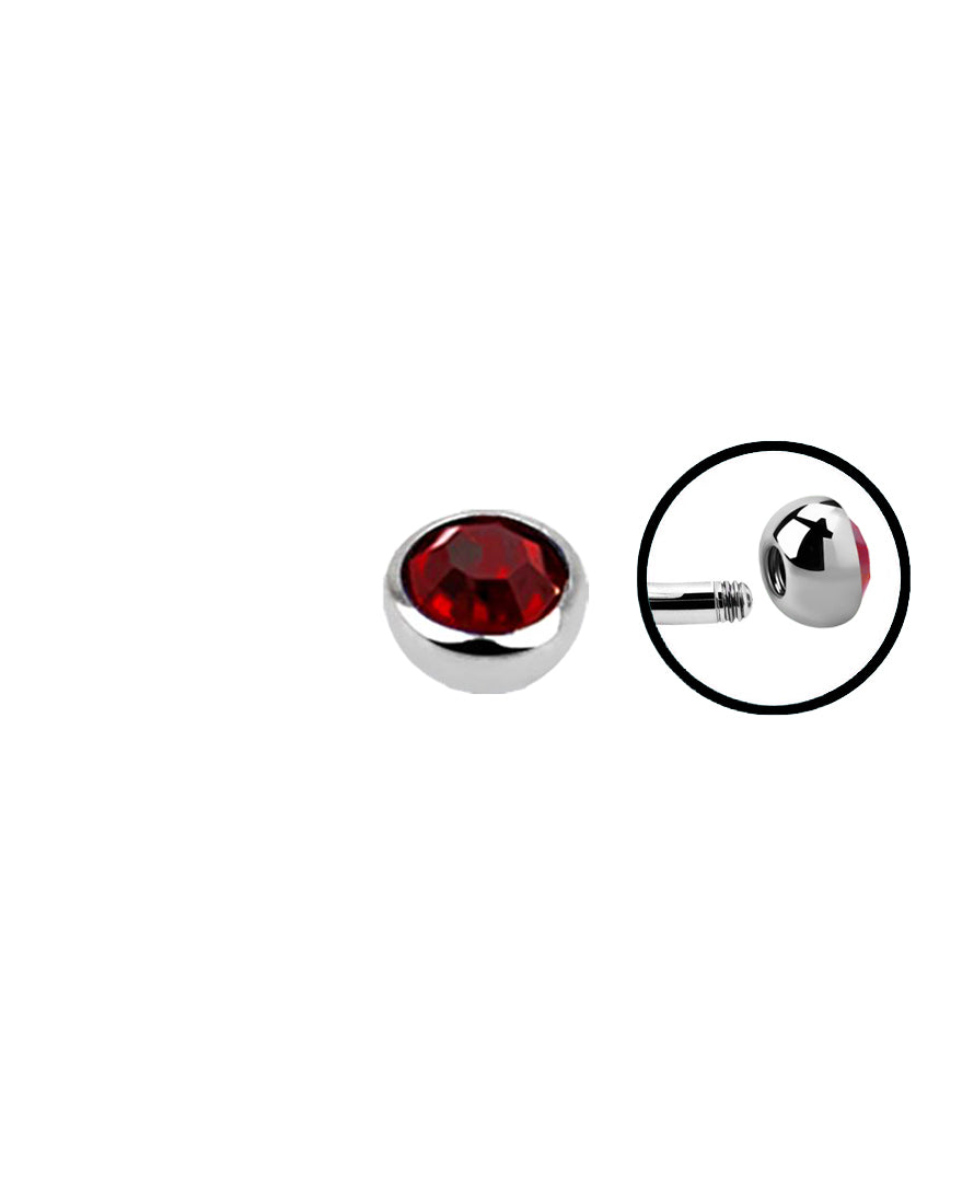 16g - Dark Red- 3mm Gem - Half Ball End