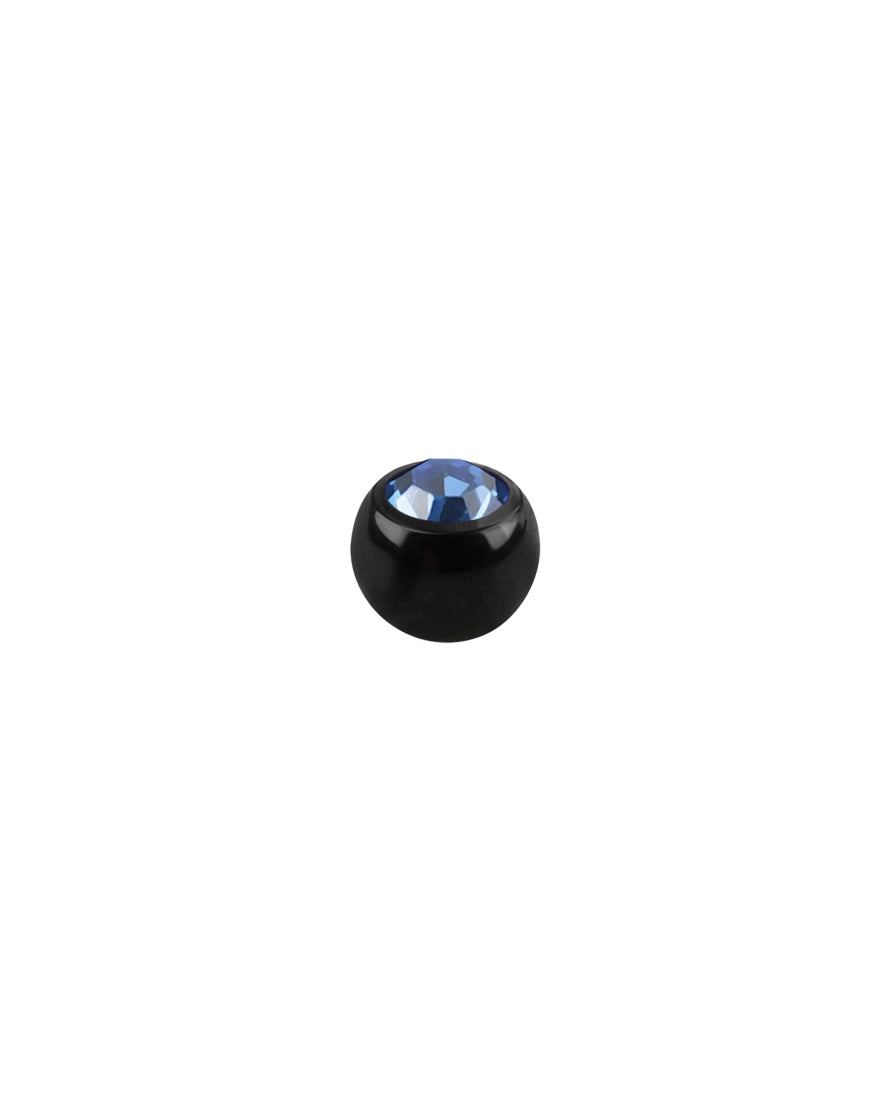 16g - Light Blue Gem/Black Ball End