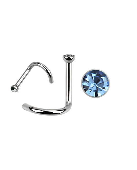 Light Blue Gem - 18g - Nose Twist