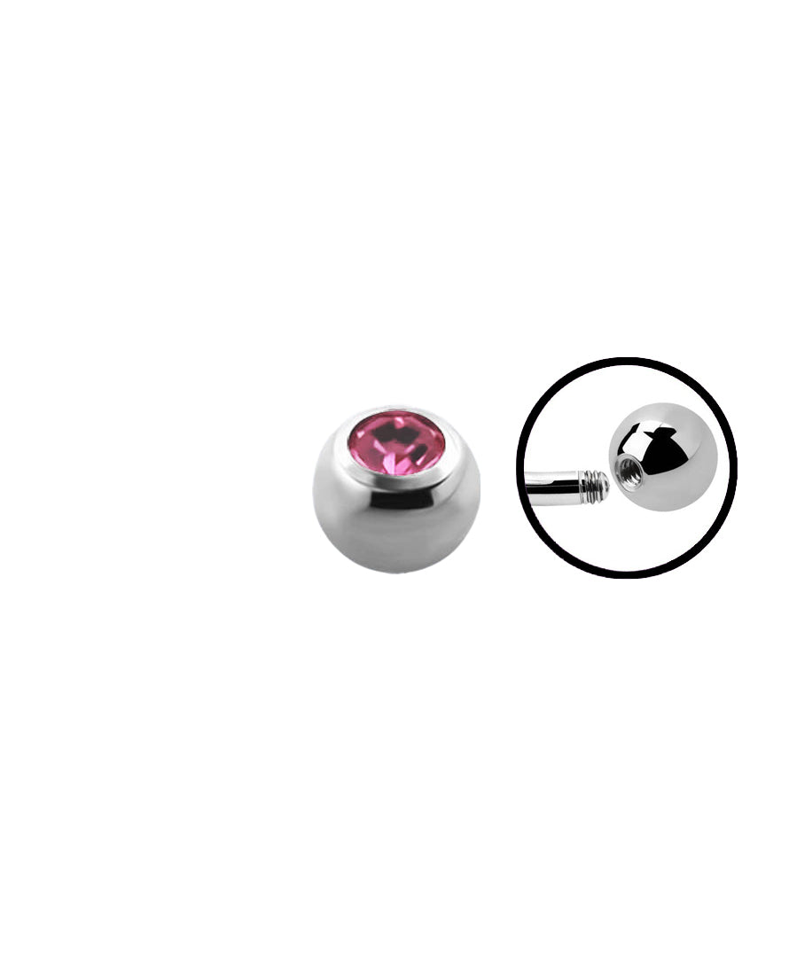 14g - Light Pink - Gem Ball End