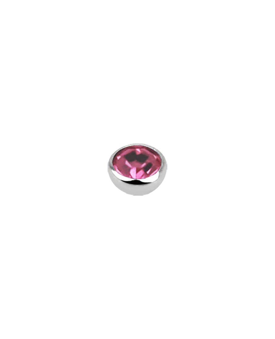 16g - Light Pink- 3mm Gem - Half Ball End