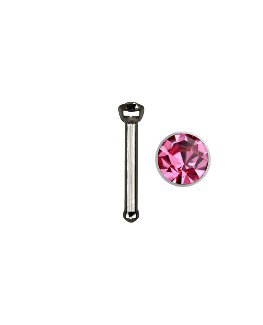 Light Pink Gem/Titanium - 18g - Nose Bone