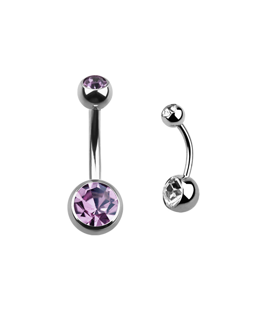 Light Purple Gem - 14g - Navel Barbell