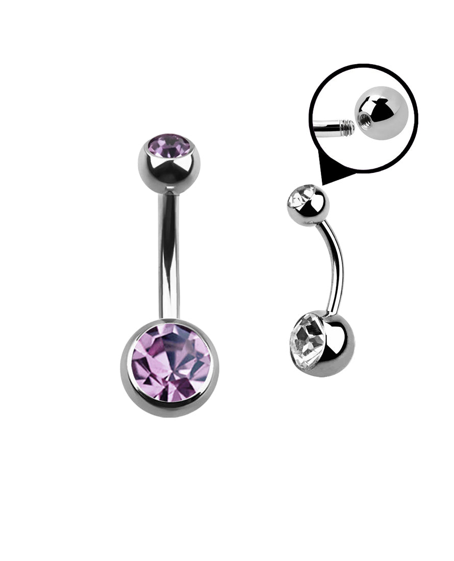 Light Purple Gem - 14g - Navel Barbell