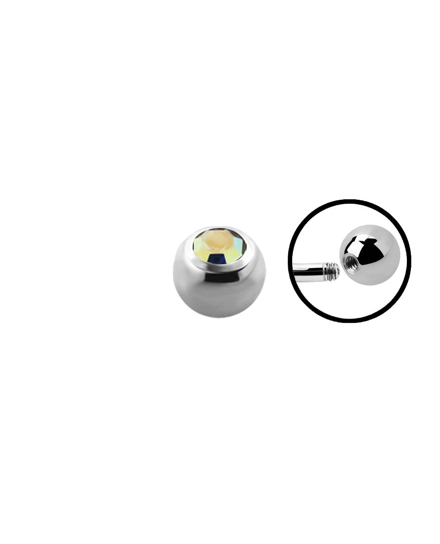 14g - Multi Clear - Gem Ball End