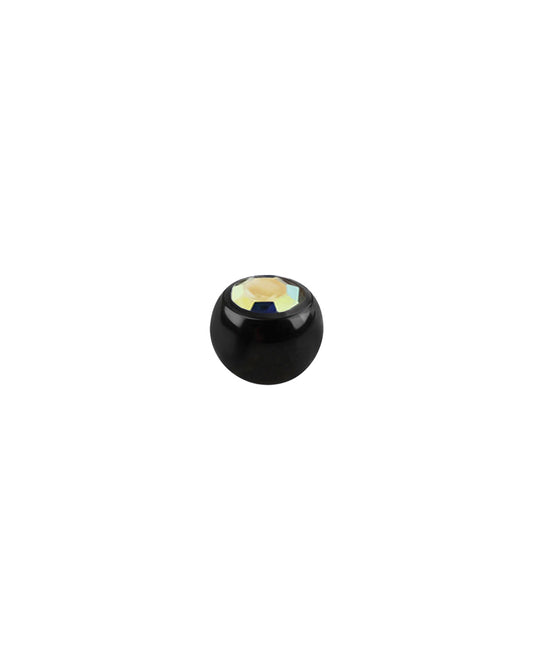 14g - Multi Clear Gem/Black Ball End