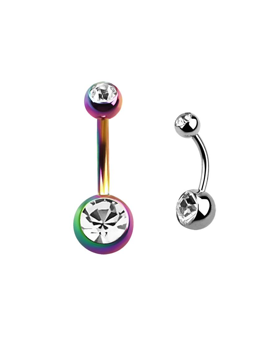 Clear Gem/Multi - 14g - Navel Barbell